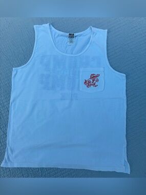 PINK Victoria's Secret White Tank Top with Red Gator Pocket Logo